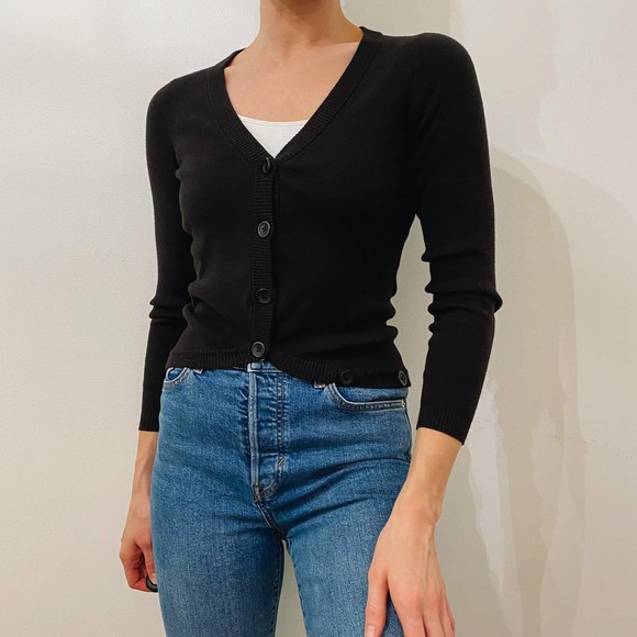 Ann Taylor LOFT Sweaters - Black Lightweight Knit Cardigan Ann Taylor LOFT